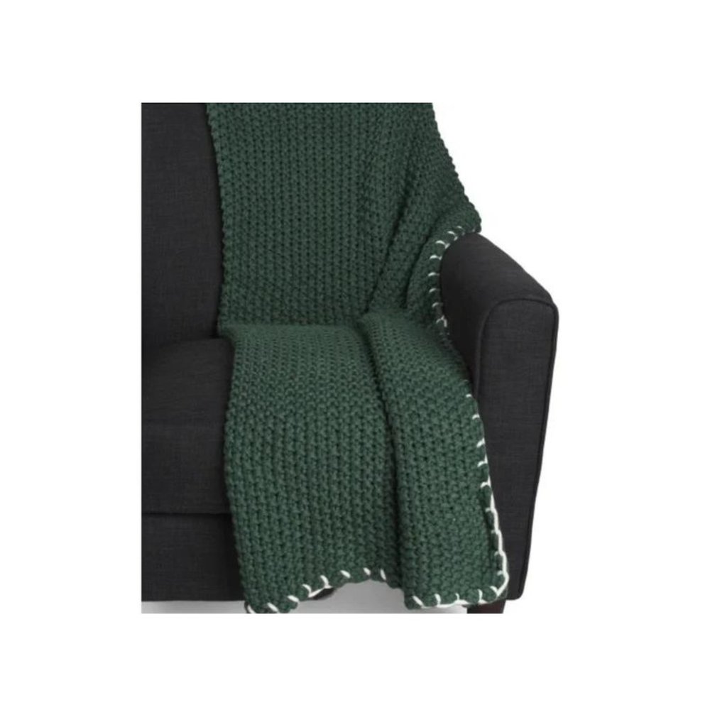 The Farmhouse by Rachel Ashwell NWT Green & White Acrylic Throw, 50"x60"